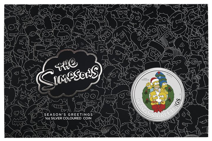 Tuvalu: The Simpson - Season's Greetings kolorowany 1 uncja Srebra 2022 (moneta w karcie)