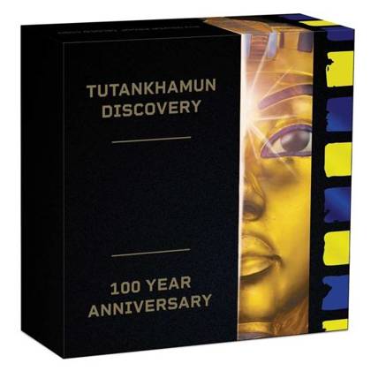 Tuvalu: Tutankhamun Discovery 100. rocznica kolorowany, pozłacany 2 uncje Srebra 2022 Proof 