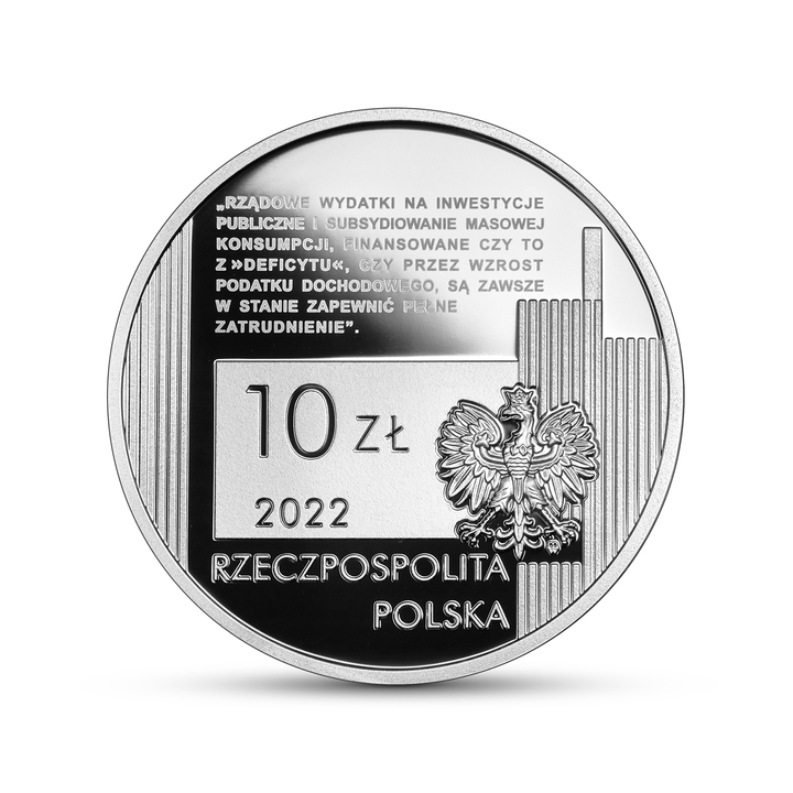 Wielcy Polscy Ekonomiści: Michał Kalecki 10 zł Srebro 2022 Proof