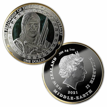 Zestaw 3 monet Władca Pierścieni: Drużyna Pierścienia - Drużyna 20. rocznica filmu 3x1 uncja Srebra 2021 Proof