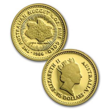 Zestaw 4 monet Australian Nugget Złoto 1986 Proof