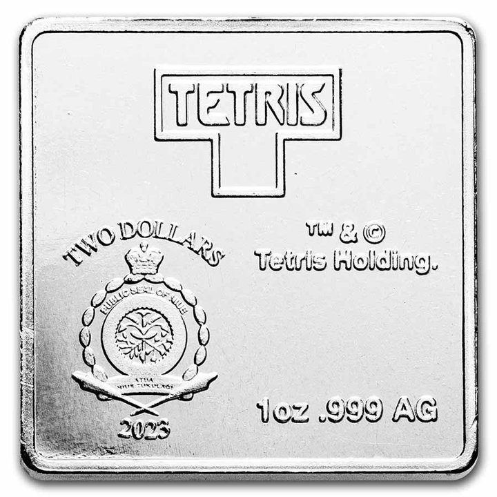 Zestaw 7 monet Niue: Tetris - Tetrimino Shapes kolorowany 7 x 1 uncja Srebra 2023