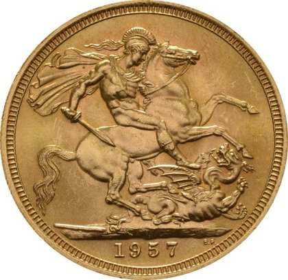 Złoty Suweren- Elżbieta II 1957-1968