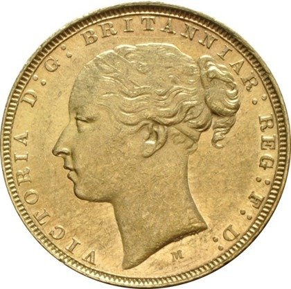 Złoty Suweren- Królowa Wiktoria "Młoda Głowa" 1871-1887