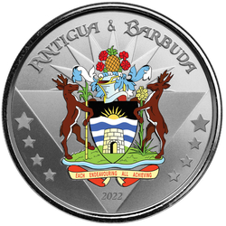 Antigua & Barbuda: Coat of Arms kolorowany 1 uncja Srebra 2022 Proof
