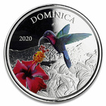 Dominica: Hummingbird kolorowany 1 uncja Srebra 2020 Proof