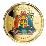 Grenada: Coat of Arms kolorowana 1 uncja Złota 2021