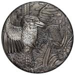 Kookaburra 2 uncje Srebra 2018 Antiqued High Relief Rimless Coin