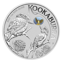Kookaburra with Helmeted Honeyeater 1 uncja Srebra 2023 Privy Mark (Melbourne Money Expo Anda Special)