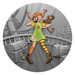 Niue: Fairy Tales - Monkey Girl kolorowana $1 Srebro 2022 High Relief Antiqued Coin	