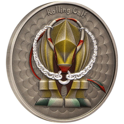 Niue: World of Cryptids - Rolling Calf $2 kolorowany Srebro 2023 High Relief Antiqued Coin