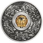 Tuvalu: Lunar III - Rok Tygrysa 1 uncja Srebra 2022 Rotating Charm Antiqued Coin