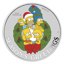 Tuvalu: The Simpson - Season's Greetings kolorowany 1 uncja Srebra 2022 (moneta w kapslu)